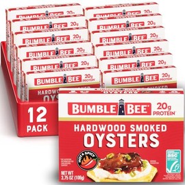 Bumble Bee Hot & Spicy Hardwood Smoked Oysters, 3.75 oz Tin (Pack of 12) - 20g Protein per Serving, Gluten Free, Keto