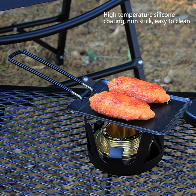Portable Grill Pan with Handle Non Stick Barbecue Plate Camping