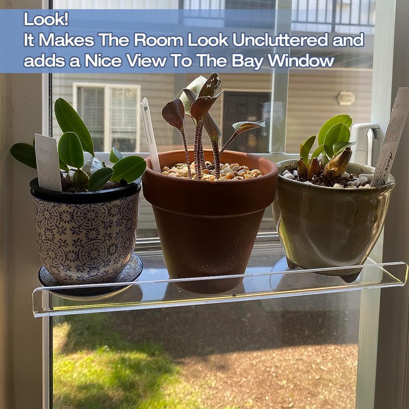 Skewo 2 Pack 12 Inch Acrylic Window Boxes Plant Shelves,