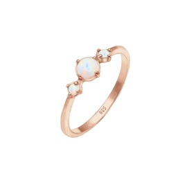 Elli Women's Ring Geo Vintage Trend with Synthetic Opal in 925 Sterling Silver, Opal