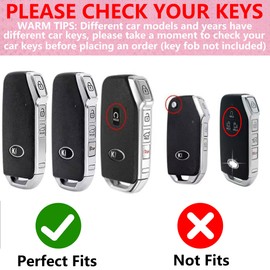 Simocky Key Fob Cover with Heart Keychain, Car Key Shell Compatible with Kia 2020-2022 Soul 2019-2021 Forte 2020-2021 Telluride K5 2021-2022 Seltos NIRO Sportage Sorento Protector (Silver)