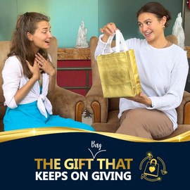 Nush Nush Gold Gift Bags Bulk Medium Size – Set of 12 Reusable Gold Gift Bags With Handles - Perfect As Christmas Gift Bags, Goodie Bags, Birthday Party Gift Bags, Party Favor Gift Bags –8Wx4Dx10H