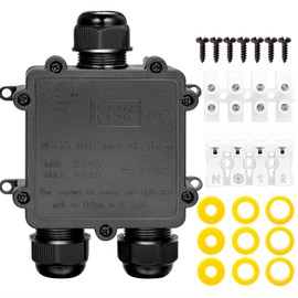 Junction Box with Quick Connector TÜV Tested IP68 Waterproof 3-Way Junction Box Electrical External Distribution Box for Cable Diameter 4 mm - 14 mm, Pack of 1, Black