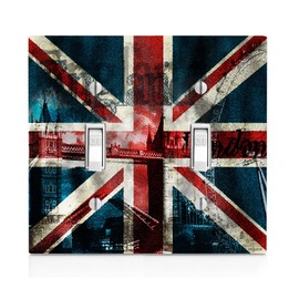 Trendy Accessories Decorative Vintage British Flag United Kingdom UK Plastic Double Light Switch Wall Plate Cover