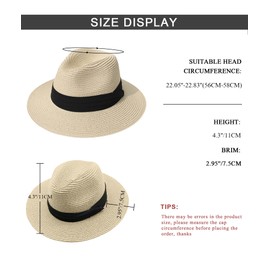 Yutdeng Men's Panama Hat Rollable Women's Sun Hats Classic Hats Breathable Mountain Straw Bogard Hat Summer Straw Hats Adjustable Beach Hat UV Sun Hat for Outdoor Use, beige