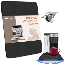 360° Rolling Tray for Coffee Maker, Sliding Tray Countertop Appliance Slider with Rubber Wheels for Heavy Kitchen Appliances, Easily from Under Cabinet (9.5”W x 14”D, Black)