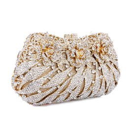 DEBIMY Luxury Sparkly Rose Crystal Evening Clutches Banquet Party Evening Bag Wedding Handbag Purses for Women Green