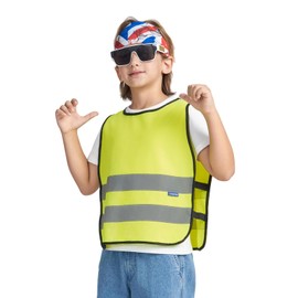 AYKRM Yellow High Visibility Vest for Children - Universal Size for Kids from 10-14 Years - Safety Vest for Car - Children's Light Vest - Reflective Vest - Reflective Vest - High Visibility Vests for