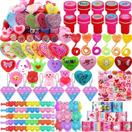 Mctuoba 108 Pack Valentines Day Party Favors for Kids, Treasure Box Toys, Pinata Filler Goodie Bag Stuffers, School Classroom Rewards,Treasure Chest Carnival Prizes Bulk Toys