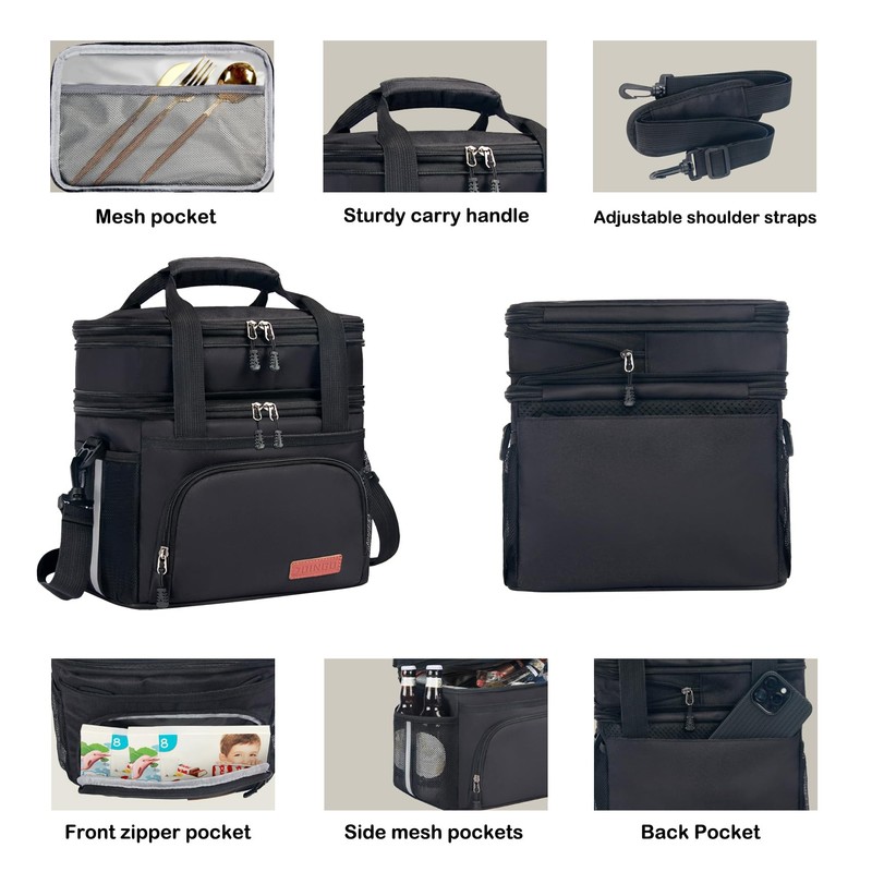 JOINGO Lunch Box For Men/Women,Large Double-layer Insulated Expandable Reusable Leakproof
