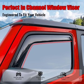 IKON MOTORSPORTS in Channel Window Visors Compatible with 2018-2025 Jeep Wrangler JL 2Dr, 2020-2025 Jeep Gladiator, Slim Style Acrylic Smoke Rain Guards, Side Window Wind Deflectors 2PCS