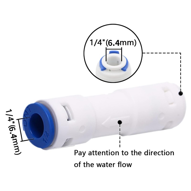 Hunken 6 Pcs 1/4" (6.4 MM) Push-to-Connect One-Way Check Valve,