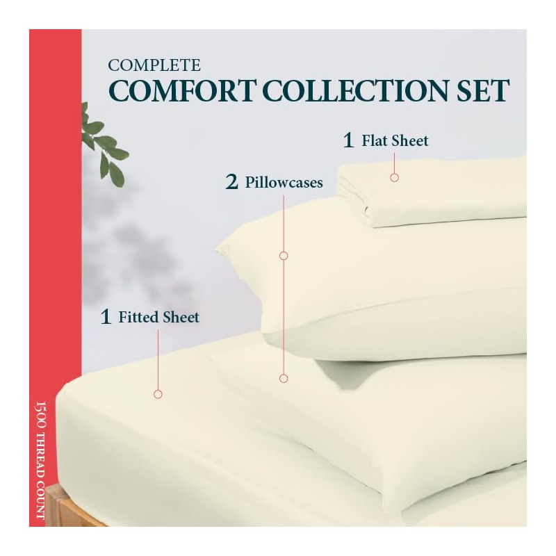 Ashton Sheets 100% Egyptian Cotton Sheets Queen Size - 1500