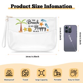 Beach Theme Clear Makeup Bag Beach Lover Gift for Girl Funny Vacation Gifts for Women Besties Cosmetic Bag Summer Beach Present Graduation Present for Sister Friends Teens Girl Student