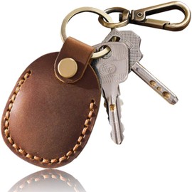 Libra Key Chain, AirTag edy Coin, IC Chip, Genuine Leather, Case, 2 Types, 02 Screw Type (Brown)
