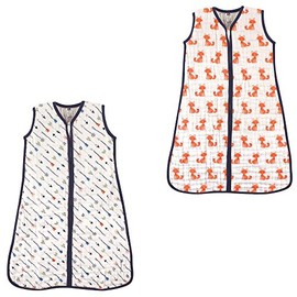 Hudson Baby Safe Sleep Wearable Muslin Sleeping Bag, 2 Pack, Arrows/Foxes, 18-24 Months