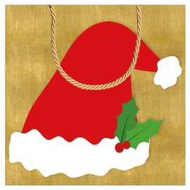 Caspari Be Merry Christmas Santa Hat Small Square Gift Bag, 2 Count