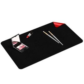 Makeup Mat for Vanity to Protect Desk Top, Dual-Sided Makeup Mat, Easy to Clean Desk Pad - Waterproof and Oilproof Vanity Accessories, 23.6 x 11.8 in (Black and Red)