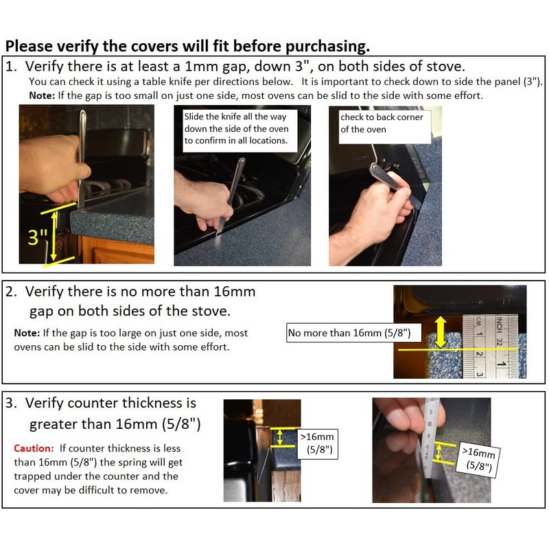 TrueGem Stove Gap Covers - 25.4", Black, Stainless Steel