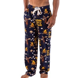 Lazy One Animal Pajama Pants for Men, Men's Separate Bottoms, Lounge Pants, Funny, Humorous, Moose, Camping, Fire (Smore Sleep Please, Medium)