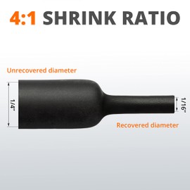 Wirefy 1/4" Heat Shrink Tubing - 4:1 Ratio - Adhesive Lined - Marine Grade Heat Shrink - 50 Feet Roll - Black