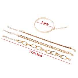 Layered Chunky Bracelet for Women Gold Chunky Bracelet Gold Bangle Cuff Bracelets Stack Chain Bracelets Chunky Cuban Chain Bracelets Adjustable Chunky Jewelry Set for Women