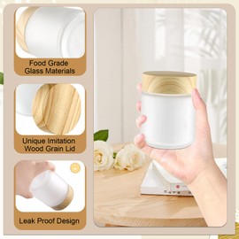 DMuuuDM 6.7oz Frosted Glass Jars - 6 Pack Empty Round Glass jar with Plastic Imitation Wood Grain Lids,Refillable Containers for Spice,Lotion,Cream Body Butter Oil Salves Ointments,Candle Making