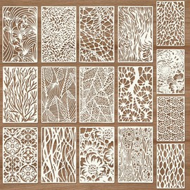 16-Piece Plastic Stencil Set, Abstract Layer Stencil, Reusable Geometric Painting Stencils, Painting for Scrapbooking, Floor, Furniture, Wall Design, Decoration, DIY Scrapbooking Crafts
