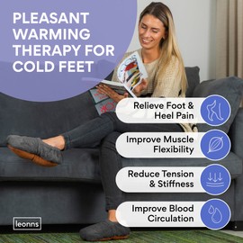 LEONNS Microwavable Slippers for Women and Men - Relaxing Warming Slippers - Natural Feet Warmers - One Size Fits Most (Dark Grey)