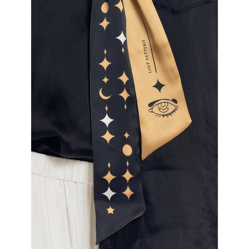 "Moonlit Stars" Silk Neck Bow Scarf