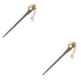 FOMIYES 2pcs Elegant Vintage Hair Stick Retro Bronze Hair Pin Traditional Flower Hairpin for Women Hair Styling Coffee Color Random Pattern