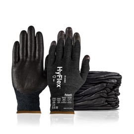 Ansell HyFlex 11-542 Cut/Heat-Resistant Mechanical Work Gloves w/Nitrile Palm for Machinery, Automotive - XS (6), Black (144 Pairs)
