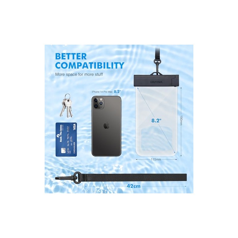 GRIFEMA Waterproof Phone Pouch 2 Pack - IPX8 Protection