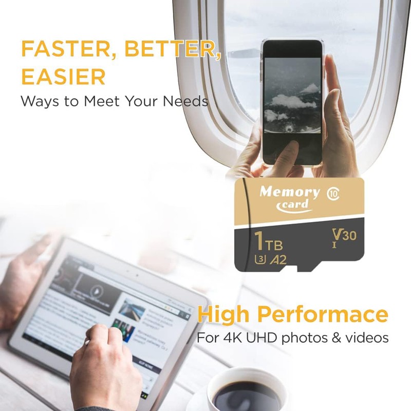 MicroSDXC Card 1024GB, 90MBs Read Speed, 45MBs Write Speed for