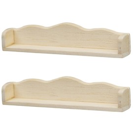 TOYANDONA Pack of 2 Dollhouse Wall Shelves Miniature Wooden Shelves in 1:12 Scale Tiny Wooden Storage Shelves Models for Dollhouse Kitchen Furniture Decor