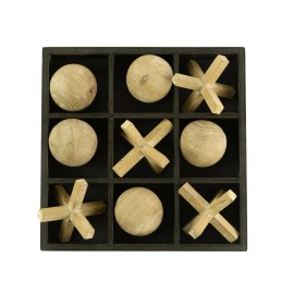 My Swanky Home 10 Piece Set Natural Wood Tic Tac Toe Game 3 Dimensional Family Tabletop Black