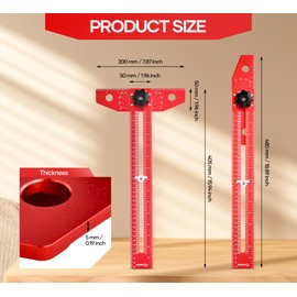 Saker Woodworking Scriber Marking Line Ruler, Adjustable Aluminum Alloy Sliding T-Square Ruler,Precision Line Drawing aid Ruler with Angle Adjustment Scale