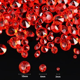 FENGCHUANG 4000 Pieces Red Acrylic Rhinestones, Ideal for Table Decoration, Wedding Parties, Vase Filling, DIY Decoration Accessories (3 Sizes)