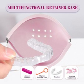 SNAWOP Retainer Case with Vent Holes Slim Silicone Cute Retainer Holder Portable Thin Braces Case Compatible with Invisalign Travel Denture Night Mouth Guard Aligner Box (Blue)