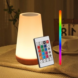 Night Light, Touch Lamp, Portable Table Bedside Lamp, USB Rechargeable Desk Lamp 5 Brightness & 13 RGB Colors, Night Lights for Bedroom/Baby Nursery/Bathroom/Hallways/Living Room