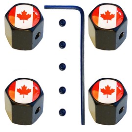 Anti Theft Tire Valve Stem Caps for Cars Trucks Motorcycles SUVs and Bikes | Tire Valve Caps | Tire Caps | Tapones para Llantas de Carro (CAN Black)