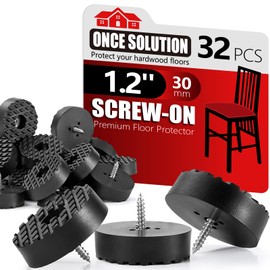 Screw On Rubber Feet for Furniture - 32PCS Black (0.7, 0.95, 1.25 In For Option) Anti Slip Floor Protector for Chair Leg, Heavy Duty Screw Feet, Furniture Pad for Hardwood Floor, Durable Rubber Bumper
