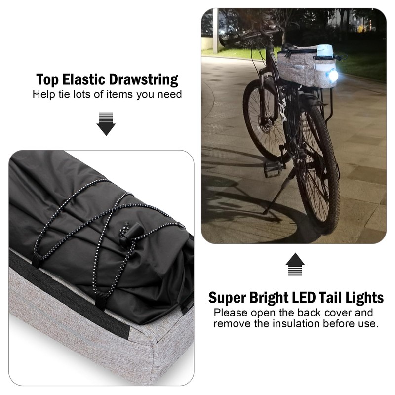 RAYMACE Bike Trunk Cooler Bag With Tail Light,Bicycle Rear Rack