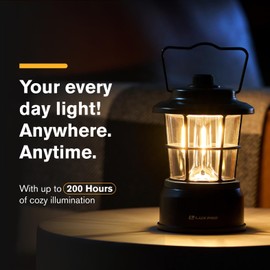 LUXPRO Retro LED Lantern - Battery-Powered Emergency Lantern - Water Resistant - Bright LED Lamp for Indoor & Outdoor Use - Use for Tents, Hiking or Hurricane Prep - Black