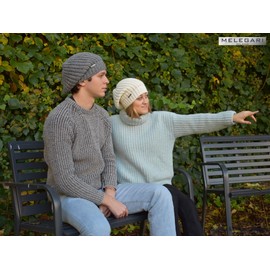 Melegari Knitted Hat Oversize Beanie Floppy Rasta Patty Hat Alpaca Wool Hat Made in Italy Men Women Autumn Winter, lightgrey