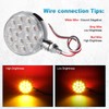 Partsam 2pc 3" Red/Amber Double Face Chrome Round Pedestal Lights