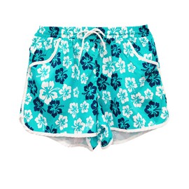 Girls Floral Beach Shorts Cute Novelty Hawaiian Quick Dry Athletic Shorts Drawstring Boardshorts Swimsuit 11-12 Years