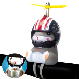wonuu Campana de pato para bicicleta con luz y casco, bonito bocina para hámster, decoración de tablero de instrumentos, para motocicleta, bicicleta, campanas de goma, pato, decoración para salpicadero de coche (bandera hámster)