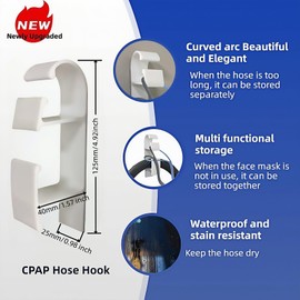 CPAP Hose Holder with Anti-Unhook Feature, CPAP Hose Holder for Bed Avoid Tangle and Prevent Blockage，CPAP Hose Hanger for Tube Bedside & Sleep，CPAP Accessories Supplies No Punching Require(White)