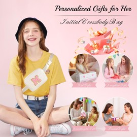 Parima Birthday Gifts for Girls - Teenage Girls Birthday Gifts for 3 4 5 6 7 8 9 10 11 12 13 Year Old Girl Kids Daughter Friends Sisters, White Small Belt Bag Waist Bag Initial C